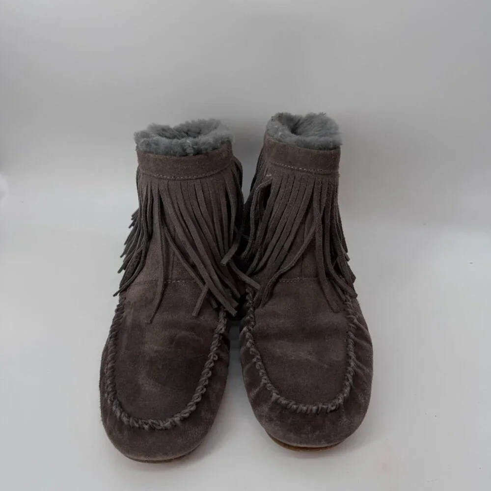 Emu Australia brown suede fringe boots size 8